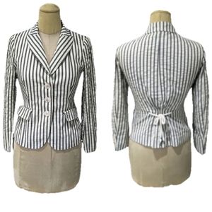 Moschino Cheap and Chic Seersucker Tie Back 3-Button Blazer